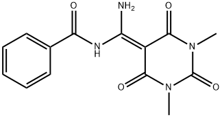 N-[AMINO(1,3-DIMETHYL-2,4,6-TRIOXOTETRAHYDROPYRIMIDIN-5(2H)-YLIDENE)METHYL]BENZAMIDE Struktur