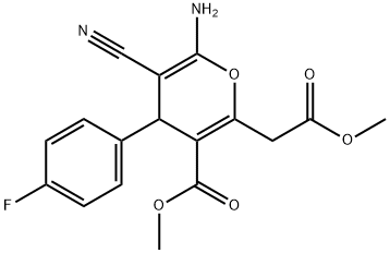 METHYL 6-AMINO-5-CYANO-4-(4-FLUOROPHENYL)-2-(2-METHOXY-2-OXOETHYL)-4H-PYRAN-3-CARBOXYLATE Struktur