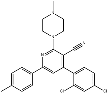 4-(2,4-DICHLOROPHENYL)-6-(4-METHYLPHENYL)-2-(4-METHYLPIPERAZINO)NICOTINONITRILE Struktur