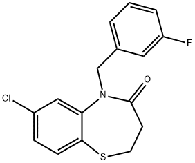 7-CHLORO-5-(3-FLUOROBENZYL)-2,3-DIHYDRO-1,5-BENZOTHIAZEPIN-4(5H)-ONE Struktur