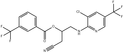 2-([3-CHLORO-5-(TRIFLUOROMETHYL)-2-PYRIDINYL]AMINO)-1-(CYANOMETHYL)ETHYL 3-(TRIFLUOROMETHYL)BENZENECARBOXYLATE Struktur