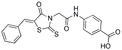 4-(([(5Z)-5-BENZYLIDENE-4-OXO-2-THIOXO-1,3-THIAZOLIDIN-3-YL]ACETYL)AMINO)BENZOIC ACID Struktur