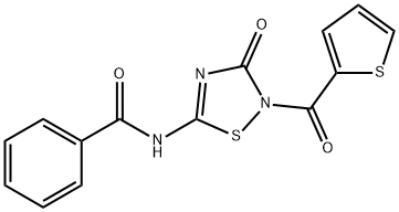 N-[3-OXO-2-(2-THIENYLCARBONYL)-2,3-DIHYDRO-1,2,4-THIADIAZOL-5-YL]BENZENECARBOXAMIDE Struktur