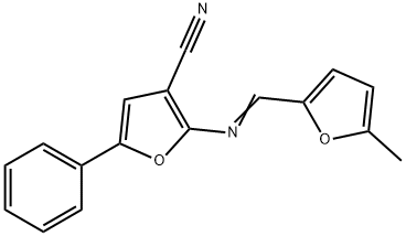 2-([(E)-(5-METHYL-2-FURYL)METHYLIDENE]AMINO)-5-PHENYL-3-FURONITRILE Struktur