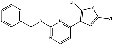 2-(BENZYLSULFANYL)-4-(2,5-DICHLORO-3-THIENYL)PYRIMIDINE Struktur