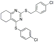 2-[(4-CHLOROBENZYL)SULFANYL]-4-[(4-CHLOROPHENYL)SULFANYL]-5,6,7,8-TETRAHYDROQUINAZOLINE Struktur