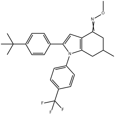 (2-(4-(TERT-BUTYL)PHENYL)-6-METHYL-1-(4-(TRIFLUOROMETHYL)PHENYL)(5,6,7-TRIHYDROINDOL-4-YLIDENE))METHYLOXIME Struktur