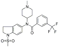 N-[2,3-DIHYDRO-1-(METHYLSULPHONYL)-(1H)-INDOL-5-YL]-N-(1-METHYLPIPERIDIN-4-YL)-3-(TRIFLUOROMETHYL)BENZAMIDE Struktur