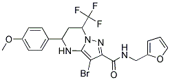 3-BROMO-N-(2-FURYLMETHYL)-5-(4-METHOXYPHENYL)-7-(TRIFLUOROMETHYL)-4,5,6,7-TETRAHYDROPYRAZOLO[1,5-A]PYRIMIDINE-2-CARBOXAMIDE Struktur