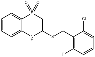 3-[(2-CHLORO-6-FLUOROBENZYL)SULFANYL]-1LAMBDA6,4-BENZOTHIAZINE-1,1(4H)-DIONE Struktur