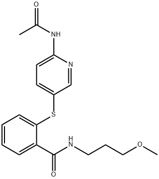 2-([6-(ACETYLAMINO)-3-PYRIDINYL]SULFANYL)-N-(3-METHOXYPROPYL)BENZENECARBOXAMIDE Struktur