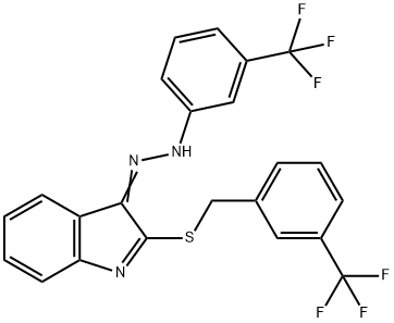 2-([3-(TRIFLUOROMETHYL)BENZYL]SULFANYL)-3H-INDOL-3-ONE N-[3-(TRIFLUOROMETHYL)PHENYL]HYDRAZONE Struktur