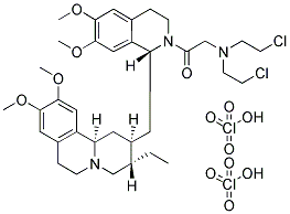 2-[DI(2-CHLOROETHYL)AMINO]-1-(1-[(3-ETHYL-9,10-DIMETHOXY-1,3,4,6,7,11B-HEXAHYDRO-2H-PYRIDO[2,1-A]ISOQUINOLIN-2-YL)METHYL]-6,7-DIMETHOXY-1,2,3,4-TETRAHYDRO-2-ISOQUINOLINYL)-1-ETHANONE DIPERCHLORATE Struktur