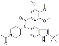 N-(1-ACETYLPIPERIDIN-4-YL)-N-(2-TERT-BUTYL-(1H)-INDOL-5-YL)-3,4,5-TRIMETHOXYBENZAMIDE Struktur