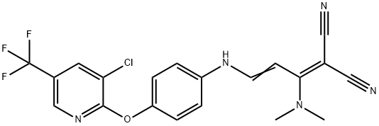 2-[3-(4-([3-CHLORO-5-(TRIFLUOROMETHYL)-2-PYRIDINYL]OXY)ANILINO)-1-(DIMETHYLAMINO)-2-PROPENYLIDENE]MALONONITRILE Struktur