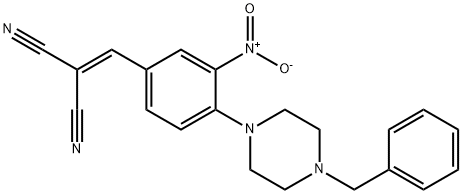 2-([4-(4-BENZYLPIPERAZINO)-3-NITROPHENYL]METHYLENE)MALONONITRILE Struktur