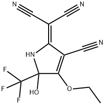 2-[3-CYANO-4-ETHOXY-5-HYDROXY-5-(TRIFLUOROMETHYL)-1,5-DIHYDRO-2H-PYRROL-2-YLIDEN]MALONONITRILE Struktur