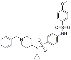 N-(1-BENZYLPIPERIDIN-4-YL)-N-CYCLOPROPYL-4-[((4-METHOXYPHENYL)SULPHONYL)AMINO]BENZENESULPHONAMIDE Struktur