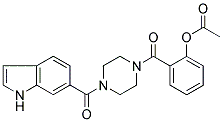 2-[(4-[((1H)-INDOL-6-YL)CARBONYL]PIPERAZIN-1-YL)CARBONYL]PHENOL ACETATE Struktur