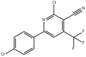 2-CHLORO-6-(4-CHLOROPHENYL)-4-(TRIFLUOROMETHYL)NICOTINONITRILE Struktur