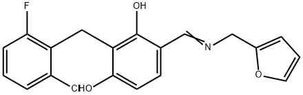 2-(2-CHLORO-6-FLUOROBENZYL)-4-([(2-FURYLMETHYL)IMINO]METHYL)-1,3-BENZENEDIOL Struktur