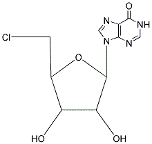 9-[5-(CHLOROMETHYL)-3,4-DIHYDROXYTETRAHYDRO-2-FURANYL]-1,9-DIHYDRO-6H-PURIN-6-ONE Struktur