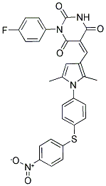 (Z)-5-((2,5-DIMETHYL-1-(4-(4-NITROPHENYLTHIO)PHENYL)-1H-PYRROL-3-YL)METHYLENE)-1-(4-FLUOROPHENYL)PYRIMIDINE-2,4,6(1H,3H,5H)-TRIONE Struktur