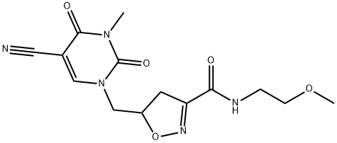 5-([5-CYANO-3-METHYL-2,4-DIOXO-3,4-DIHYDRO-1(2H)-PYRIMIDINYL]METHYL)-N-(2-METHOXYETHYL)-4,5-DIHYDRO-3-ISOXAZOLECARBOXAMIDE Struktur