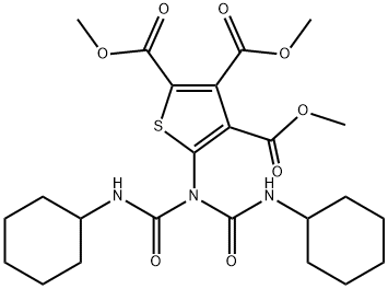 TRIMETHYL 5-(BIS[(CYCLOHEXYLAMINO)CARBONYL]AMINO)-2,3,4-THIOPHENETRICARBOXYLATE Struktur