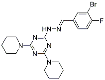 (E)-2-(2-(3-BROMO-4-FLUOROBENZYLIDENE)HYDRAZINYL)-4,6-DI(PIPERIDIN-1-YL)-1,3,5-TRIAZINE Struktur