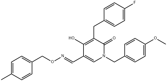 5-(4-FLUOROBENZYL)-4-HYDROXY-1-(4-METHOXYBENZYL)-6-OXO-1,6-DIHYDRO-3-PYRIDINECARBALDEHYDE O-(4-METHYLBENZYL)OXIME Struktur