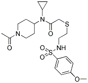 N-(1-ACETYLPIPERIDIN-4-YL)-N-CYCLOPROPYL-2-[2-[((4-METHOXYPHENYL)SULPHONYL)AMINOETHYL]THIO]ACETAMIDE Struktur