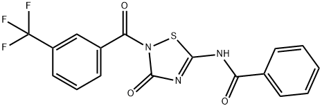 N-(3-OXO-2-[3-(TRIFLUOROMETHYL)BENZOYL]-2,3-DIHYDRO-1,2,4-THIADIAZOL-5-YL)BENZENECARBOXAMIDE Struktur