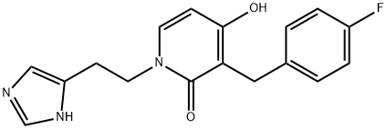 3-(4-FLUOROBENZYL)-4-HYDROXY-1-[2-(1H-IMIDAZOL-5-YL)ETHYL]-2(1H)-PYRIDINONE Struktur