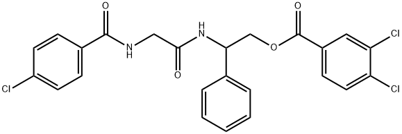 2-((2-[(4-CHLOROBENZOYL)AMINO]ACETYL)AMINO)-2-PHENYLETHYL 3,4-DICHLOROBENZENECARBOXYLATE Struktur