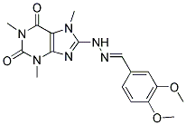 3,4-DIMETHOXYBENZALDEHYDE (1,3,7-TRIMETHYL-2,6-DIOXO-2,3,6,7-TETRAHYDRO-1H-PURIN-8-YL)HYDRAZONE Struktur