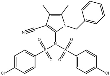 N-(1-BENZYL-3-CYANO-4,5-DIMETHYL-1H-PYRROL-2-YL)-4-CHLORO-N-[(4-CHLOROPHENYL)SULFONYL]BENZENESULFONAMIDE Struktur