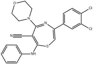 7-ANILINO-3-(3,4-DICHLOROPHENYL)-5-MORPHOLINO-1,4-THIAZEPINE-6-CARBONITRILE Struktur