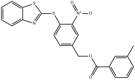 4-(1,3-BENZOTHIAZOL-2-YLSULFANYL)-3-NITROBENZYL 3-METHYLBENZENECARBOXYLATE Struktur