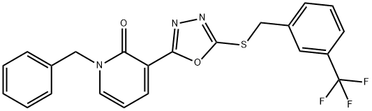 1-BENZYL-3-(5-([3-(TRIFLUOROMETHYL)BENZYL]SULFANYL)-1,3,4-OXADIAZOL-2-YL)-2(1H)-PYRIDINONE Struktur