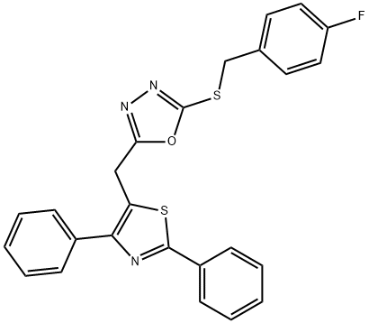 2-[(2,4-DIPHENYL-1,3-THIAZOL-5-YL)METHYL]-5-[(4-FLUOROBENZYL)SULFANYL]-1,3,4-OXADIAZOLE Struktur