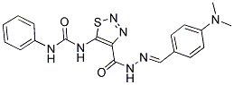 N-[4-({(2E)-2-[4-(DIMETHYLAMINO)BENZYLIDENE]HYDRAZINO}CARBONYL)-1,2,3-THIADIAZOL-5-YL]-N'-PHENYLUREA Struktur