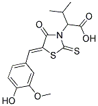 2-[(5Z)-5-(4-HYDROXY-3-METHOXYBENZYLIDENE)-4-OXO-2-THIOXO-1,3-THIAZOLIDIN-3-YL]-3-METHYLBUTANOIC ACID Struktur