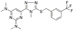 4-(4-METHYL-5-[((3-TRIFLUOROMETHYL)BENZYL)THIO]-(4H)-1,2,4-TRIAZOL-3-YL)-N,N,N',N'-TETRAMETHYLPYRIMIDINE-2,6-DIAMINE Struktur