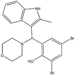 2,4-DIBROMO-6-[(2-METHYL-1H-INDOL-3-YL)(MORPHOLIN-4-YL)METHYL]PHENOL Struktur