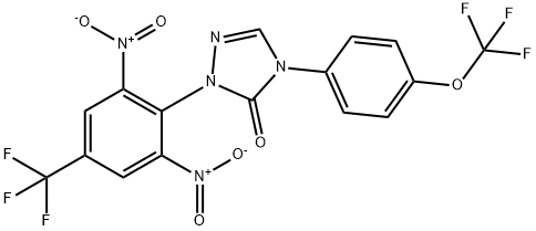 2-[2,6-DINITRO-4-(TRIFLUOROMETHYL)PHENYL]-4-[4-(TRIFLUOROMETHOXY)PHENYL]-2,4-DIHYDRO-3H-1,2,4-TRIAZOL-3-ONE Struktur