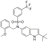 N-(2-TERT-BUTYL-(1H)-INDOL-5-YL)-N-(2-METHOXYBENZYL)-3-(TRIFLUOROMETHYL)BENZENESULPHONAMIDE Struktur