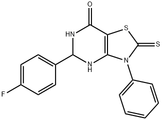 5-(4-FLUOROPHENYL)-3-PHENYL-2-THIOXO-2,3,5,6-TETRAHYDRO[1,3]THIAZOLO[4,5-D]PYRIMIDIN-7(4H)-ONE Struktur