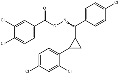 2,4-DICHLORO-1-[2-((4-CHLOROPHENYL)([(3,4-DICHLOROBENZOYL)OXY]IMINO)METHYL)CYCLOPROPYL]BENZENE Struktur