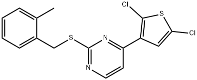 4-(2,5-DICHLORO-3-THIENYL)-2-PYRIMIDINYL 2-METHYLBENZYL SULFIDE Struktur